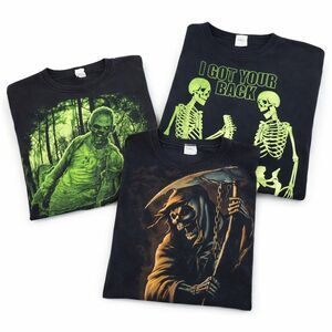 Vintage Horror Graphic T-Shirt Bundle 3XL Grim Reaper Skeleton Zombie Lot
